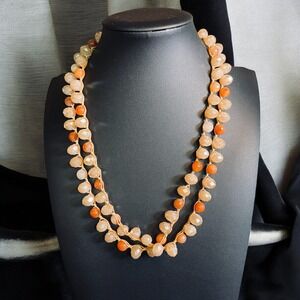 Faux Sunstone Moonstone‎ Necklace Handmade Faceted Beads Boho Jewelry Layering